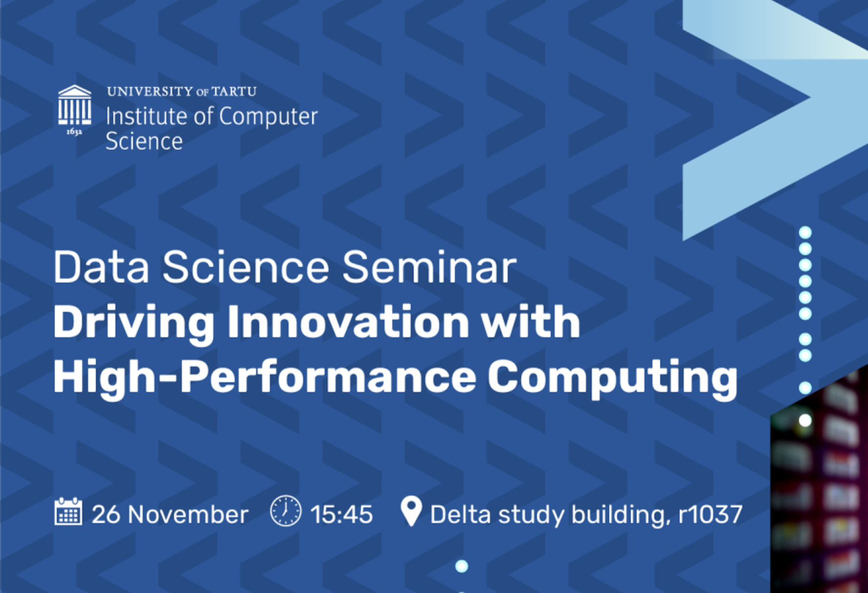 Andmeteaduse seminar “Driving Innovation with High-Performance Computing” 26. novembril!